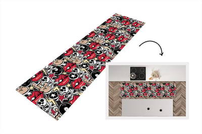 Keukenloper - Loper keuken - Rock - Rock 'n roll - Patroon - Doodshoofd - 200x50 cm - Keukenloper vinyl