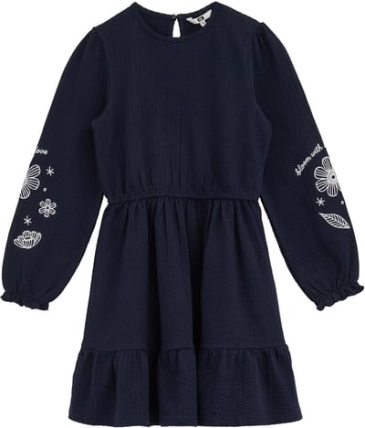 WE Fashion Meisjes seersucker jurk met embroideries