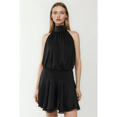 Gestructureerde Turtleneck Mini Jurk