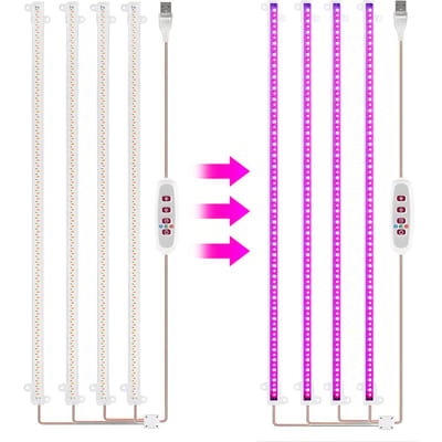 LED-plantengroeilichtstrips 8W 168LED 4000K 169,2lm Heldere kweeklamp met 8H/12H/16H Timer 5 4 Bars Red Blue Light