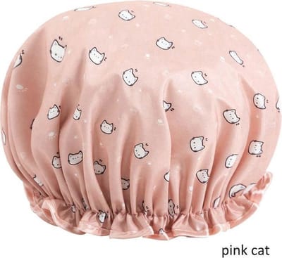 Finnacle - "Waterdichte Roze Katten Douchemuts - Dubbellaagse Haarbedekking - Vrouwen Benodigdheden - Badkamer Accessoires - Dikke Douchemuts met Dubbele Laag - Shower Cap - Badmuts voor de Douche - Haar Cover"