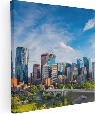 Artaza Canvas Schilderij Stad - 30x30 cm - Klein - Muurdecoratie Skyline - Wanddecoratie Woonkamer - Kamer Accessoires