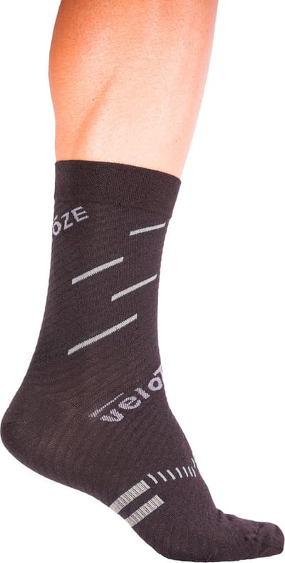 veloToze Cycling Sock - Active Compression Black/Grey -  Small/Medium - Sokken