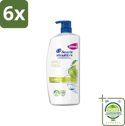 Head & Shoulders - Anti-Roos Shampoo - Apple Fresh - Pompflacon - 1000 ml - Voordeelverpakking - 6 stuks - Anti-Roos Shampoo - Roos shampoo
