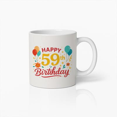Happy 59th Birthday Mok 330ml – Vrolijke Koffiebeker Cadeau voor Mannen, Vrouwen & Verjaardagsfeestjes