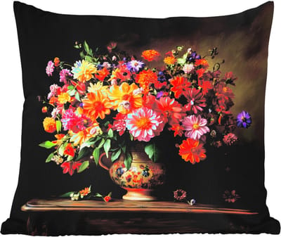 Tuinkussen - Kleuren - Boeket - Vaas - Hout - 40x40 cm - Weerbestendig