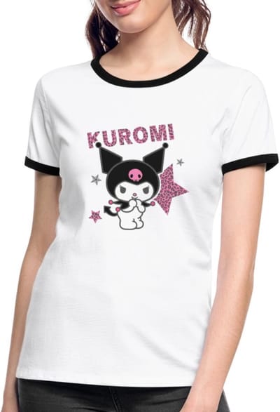 Kuromi Met Letters En Sterren In Leeuwstijl Vrouwen Contrast Shirt