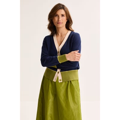 Driekleurige V-hals Cardigan