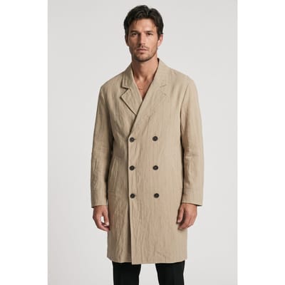 John Varvatos Easy Fit Db Coat With Wel Hemp Maat: 48 | Trenchcoats Outlet | Heren | Beige