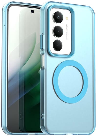 MagSafe Compatibel Backcover Hoesje Geschikt voor Xiaomi Redmi 15 5G - Blauw & Semi-Transparant Design - Stijlvol & Goede Bescherming
