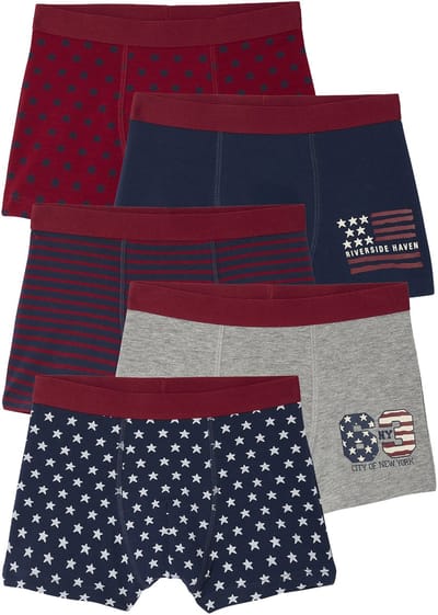 Vertbaudet Set van 5 boxershorts met vlag voor jongens