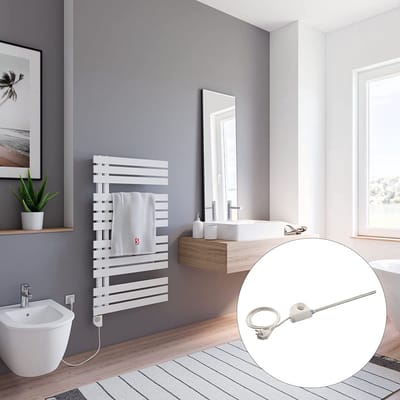 Schulte BREDA - elektrische designradiator - 60 x 106 cm - wit - handdoekdroger - verwarmingselement links - type 3 warmteregelaar - 600 Watt - H02410660-E3L 04