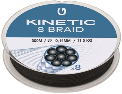 Kinetic 8 Braid - Black - Gevlochten lijn - 300m - 0.14mm - 11.5kg - Zwart