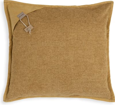 Knit Factory Hope Sierkussen - Vierkant kussen - Kussen woonkamer - Bank kussen - Decoratie kussen - Oker - 50x50 cm - Kussenhoes inclusief kussenvulling