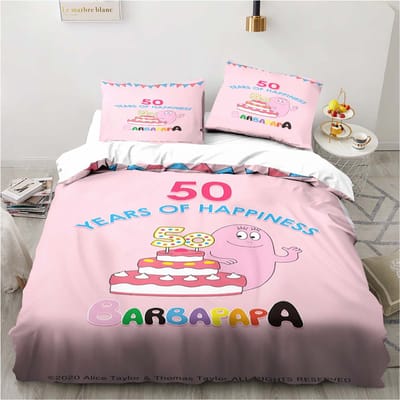Schattige Cartoon Les Barbapapa Beddengoed Collectie Zachte Dekbedovertrek Volwassenen Kinderen Slaapkamer Enkel Dubbel King Size Bed Dekbedovertrek Kussensloop US King 264x228cm