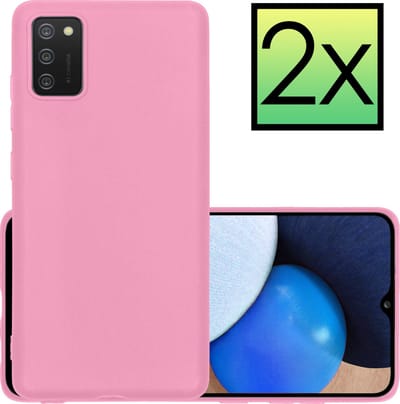 Hoesje - 2 Stuks - Geschikt voor Samsung Galaxy A03s - Sterk & Shockproof - Case Siliconen - Back Cover - Telefoon Hoes - Lichtroze