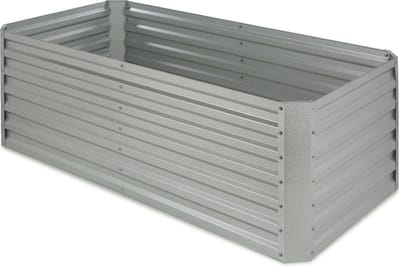 Blumfeldt Plantenbak metalen verhoogd bed, Weerbestendig plaatstalen verhoogd bed voor balkon & tuin, Roestvrij stalen verhoogd bed, Vrijstaande verhoogde bedden 180x90x60 cm, 970 L groot voor bloemen, fruit, groenten - Kweekbak - voor Tuin - Zilver