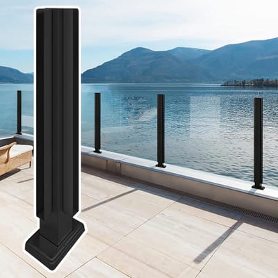 Palen RVS 304 - Hekpaal Balkon Terras - Veiligheid Zwembad Terras - Roestbestendig Weerbestendig - 10-12 mm glas - Zilver