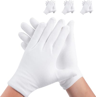 Handschoenen - 3 paar - Witte katoenen handschoenen - Geschikt voor droge handen - Kan gedragen worden tijdens het slapen - Hoogwaardige katoenen handschoenen - Unisex witte handschoenen - Handschoenen met afgeronde hoeken