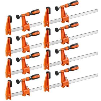 VEVOR Schroefklemmen, 8-Pack, 15,24 cm & 30,48 cm F-Klemmen, 272 Kg Klemkracht, met Kunststof Pad & Zelfvergrendelingsmechanisme, Smeedbaar Gietijzer & Koolstofstaal, voor Hout- en Metaalbewerking