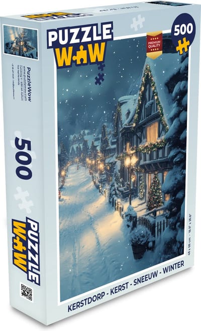 Puzzel Kerstdorp - Kerst - Sneeuw - Winter - Legpuzzel - Puzzel 500 stukjes - Kerst - Cadeau - Kerstcadeau voor mannen, vrouwen en kinderen