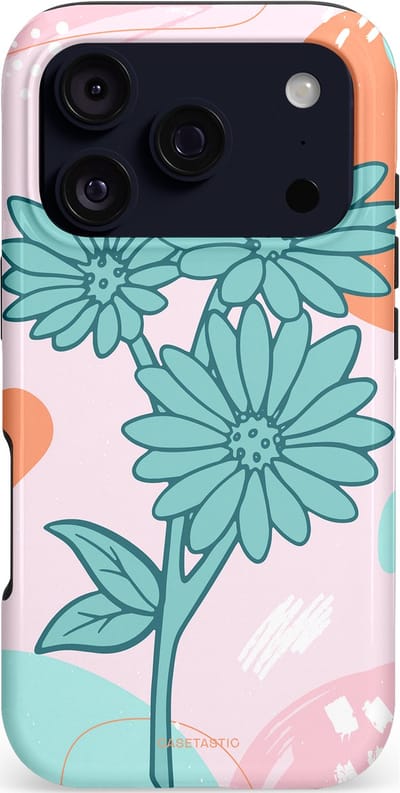 Casetastic hoesje geschikt voor Apple iPhone 17 Pro - MagSafe - Dubbellaagse bescherming - Roze Oranje Bloemen - Fashion Case - Mintgroen Lichtroze Perzik