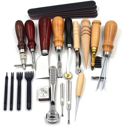 Dailygoods- Leerponsgereedschap 19-delig - Gereedschap - Duurzaam