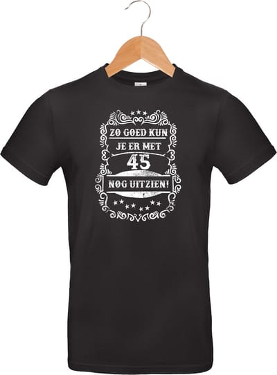 Zo goed met - 45 jaar - T-Shirt Classic - 100% katoen - leeftijd - geboortejaar - verjaardag en feest - cadeau - kado - unisex - zwart - maat S