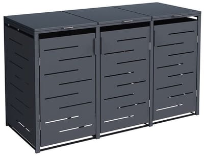 IVOL Kliko ombouw Antraciet Design 196x80x116 cm - Containerberging 3 container - RVS en Staal Containerombouw