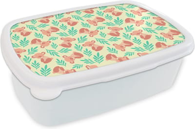 Broodtrommel Wit - Lunchbox - Brooddoos - Jungle - Patronen - Koala - Dier - 18x12x6 cm - Volwassenen