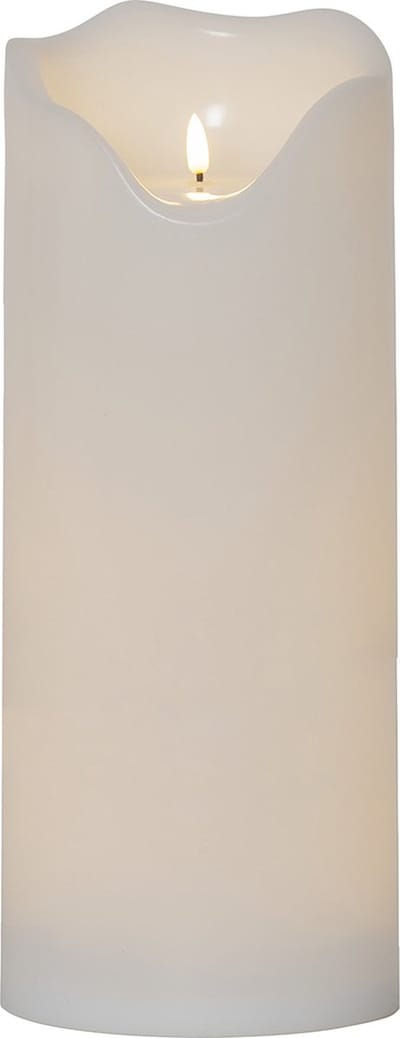 Star Trading kaars Flamme Grand, zuilkaars, wit, LED, timer, warm wit, voor buiten, 40 cm