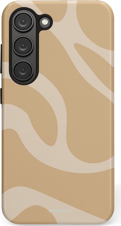 Casetastic hoesje geschikt voor Samsung Galaxy S23 - Dubbellaagse bescherming - Aesthetic Beige Wave Clean Girl - Fashion Case - Beige
