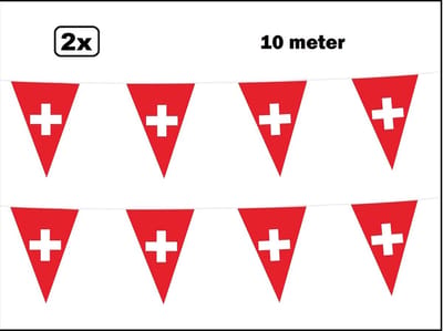 2x Vlaggenlijn Zwitserland 10 meter - Landen EK WK zwitser festival thema feest fun