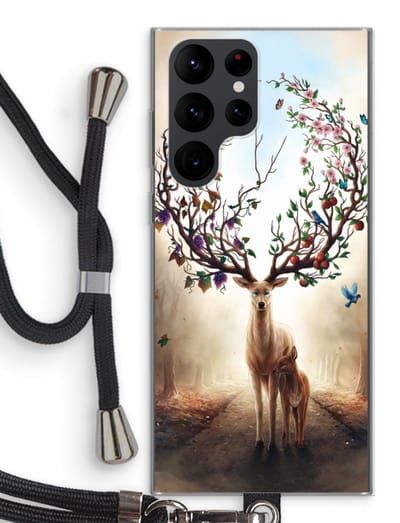 Case Company® - Hoesje met koord geschikt voor Samsung Galaxy S22 Ultra hoesje met Koord - Seasons Change - Telefoonhoesje met Zwart Koord - Bescherming aan alle Kanten en Over de Schermrand