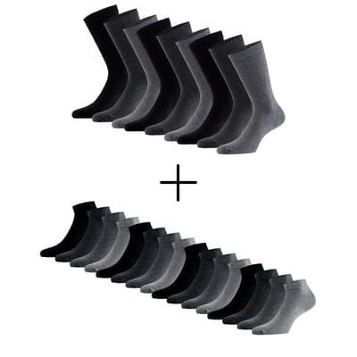 Morethansocks - Dagelijkse sokken bundel - (€2,61 per paar) - 12-Paar sneakersokken - 9-Paar normale sokken - Biologisch katoen - sokken - sneakersokken - voordeelbundel