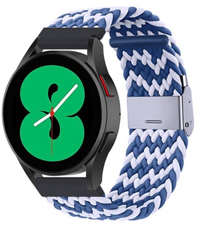 By Qubix - Braided nylon bandje - Blauw / wit - Geschikt voor Xiaomi Redmi Watch 5 Active / Redmi Watch 5 Lite