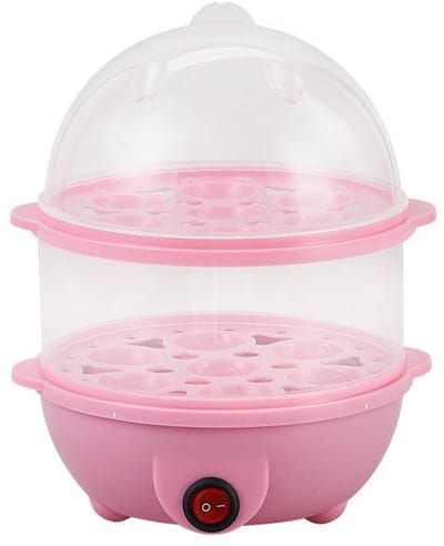 Multifunctionele dubbellaagse eierstomer met auto-fornuis Stoomboot Elektrische eierstomer voor ei(Pink)