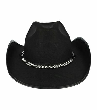Haarsoires Cowboyhoed - Western Hoed - Vilt - Koord - Zwart - Cowboy Hoed - Dames & Heren - Festival Carnaval Themafeest
