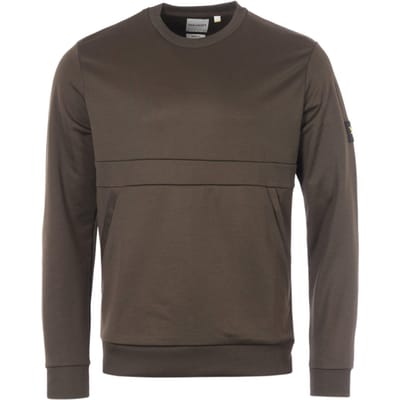 Lyle & Scott kaki herentrui met lange mouwen, ronde hals en ritszak ML1425V W123