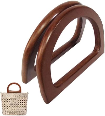 Allecto Plus - Houten handtasgrepen (set van 2) - D-vormig - Draaggrepen - Houten vervanging - Tashandvat doe-het-zelf - Handgrepen doe-het-zelf tas - Handgemaakt - Strandtas - Boodschappentas - Handtas