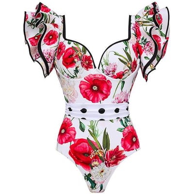 Dernier Maillot de Bain Sexy Une Pièce pour Femmes Chiffon Polyester Sous-impression Jupe Cache-cœur Collection Maillots de Bain XL