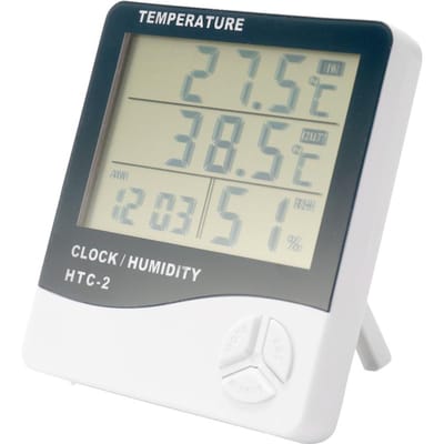 Binnen en buiten groot scherm digitaal display temperatuur- en vochtigheidsmeter tijdkalender alarm beige
