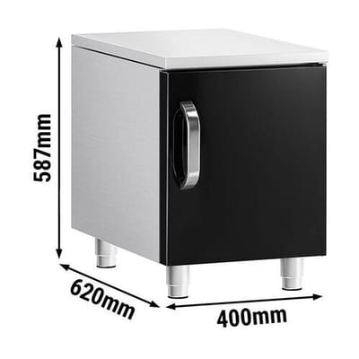 GGM Gastro Edelstahl-Unterbau - 400mm - 1 Tür - Schwarz - passend für Mario 700 Serie Zilver / Zwart