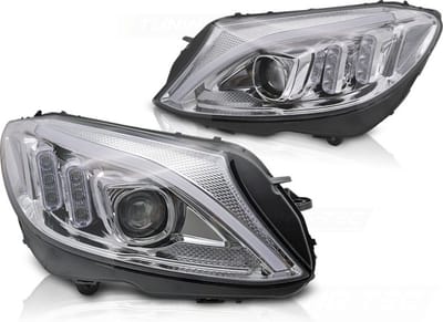 Koplampen - voor Mercedes W205 2014-2018 - TUBE LED - chroom