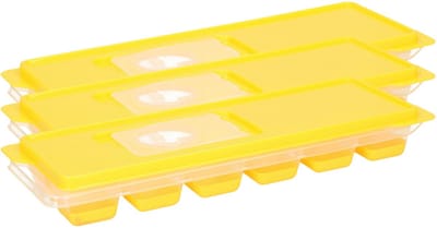 Excellent Houseware IJsklontjes - Set van 4x stuks - ijsblokjes vormpjes - 12 vaks - plastic - met afsluitdeksel