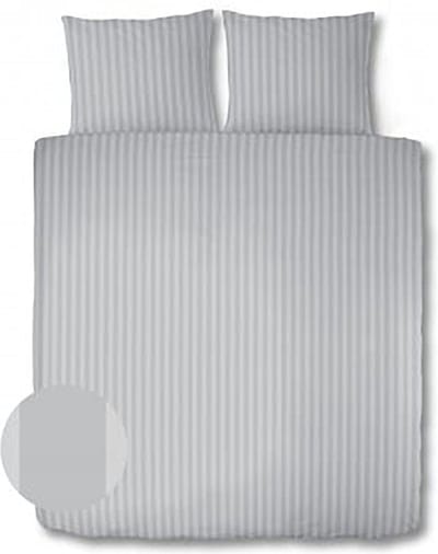 Dekbedovertrek Satijn Gestreept - Hotel Kwaliteit 230 TC - 1 persoons - 140 x 200/220 cm - zilver Grijs