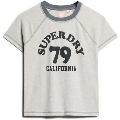 Superdry Athletic Essentials T-shirt met Print en Raglanmouwen Grijs Grootte: 40