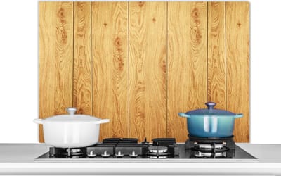 Spatscherm keuken 100x65 cm - Kookplaat achterwand Patronen - Planken - Natuur - Muurbeschermer - Spatwand fornuis - Hoogwaardig aluminium