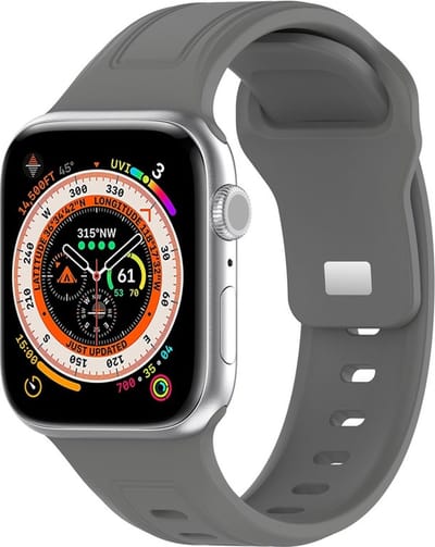 Siliconen bandje - geschikt voor Apple Watch series 1/2/3/4/5/6/7/8/9/10/11/ SE (1,2,3) / Ultra (1,2,3) met maat 44 mm / 45 mm / 46 mm / 49 mm - donkergrijs