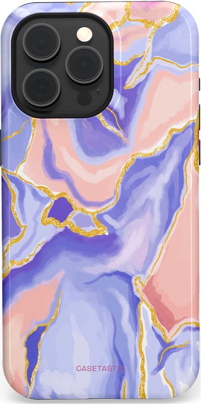 Casetastic hoesje geschikt voor Apple iPhone 15 Pro Max - MagSafe - Dubbellaagse bescherming - Riviergloed - Fashion Case - Lavendel Lichtgrijs Zand Lichtroze